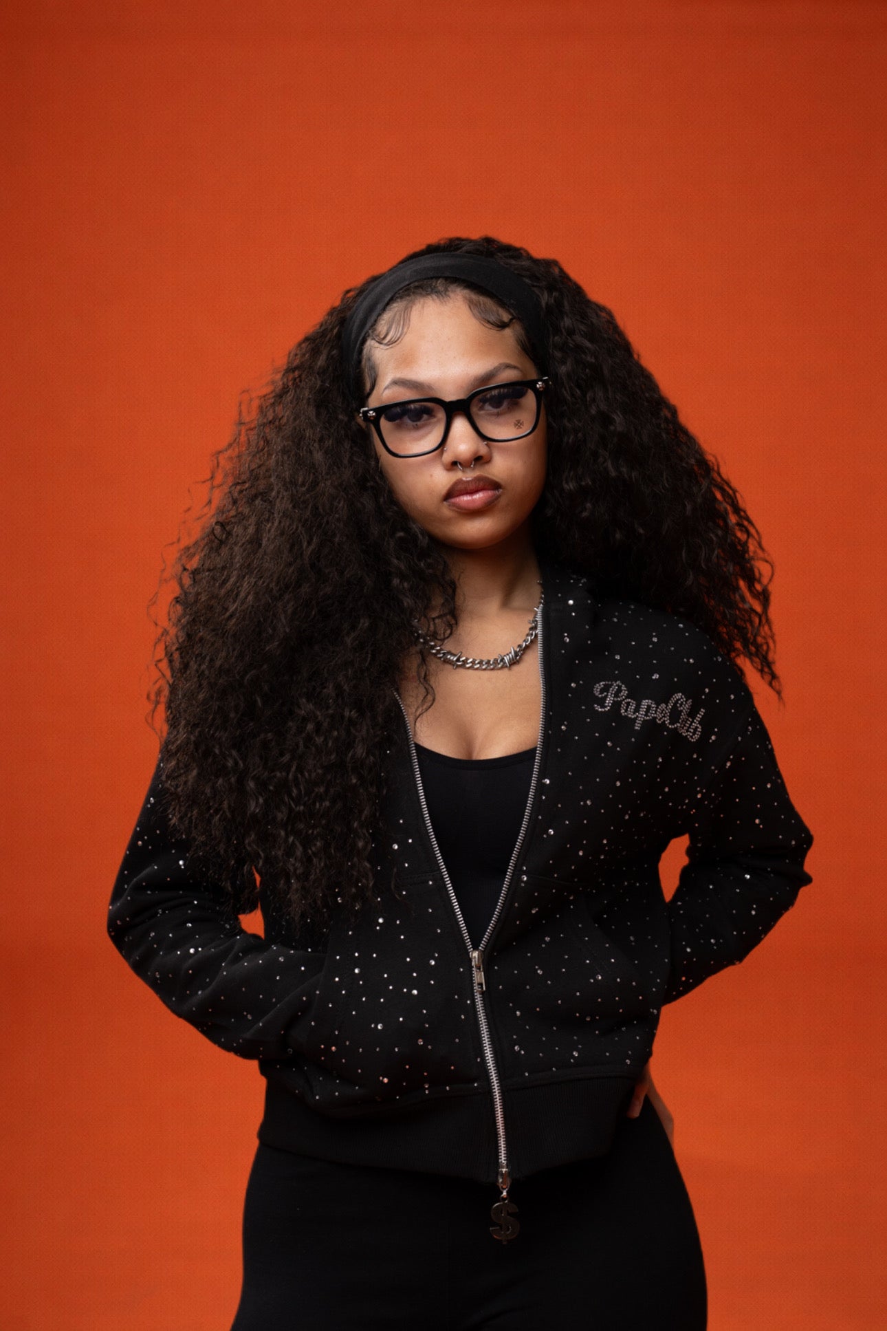 Pape Club VVS Black Studded Zip Up