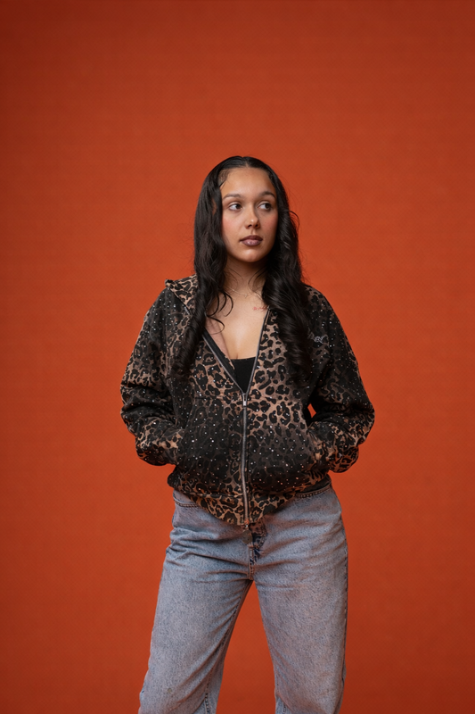 Cheetah Print VVS Zip Up Hoodie