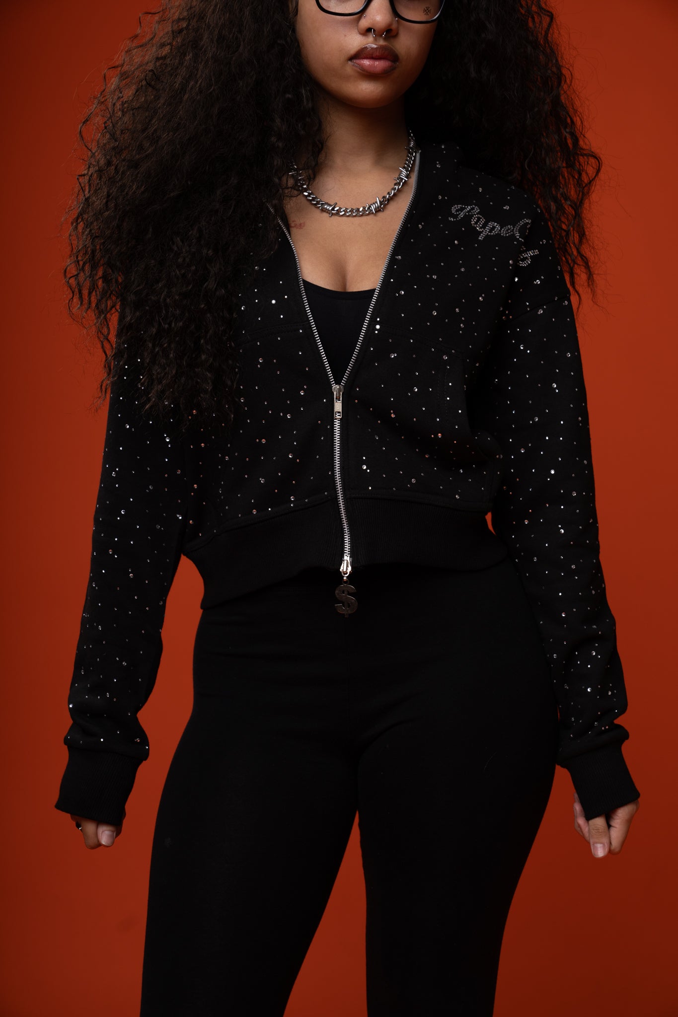 Pape Club VVS Black Studded Zip Up