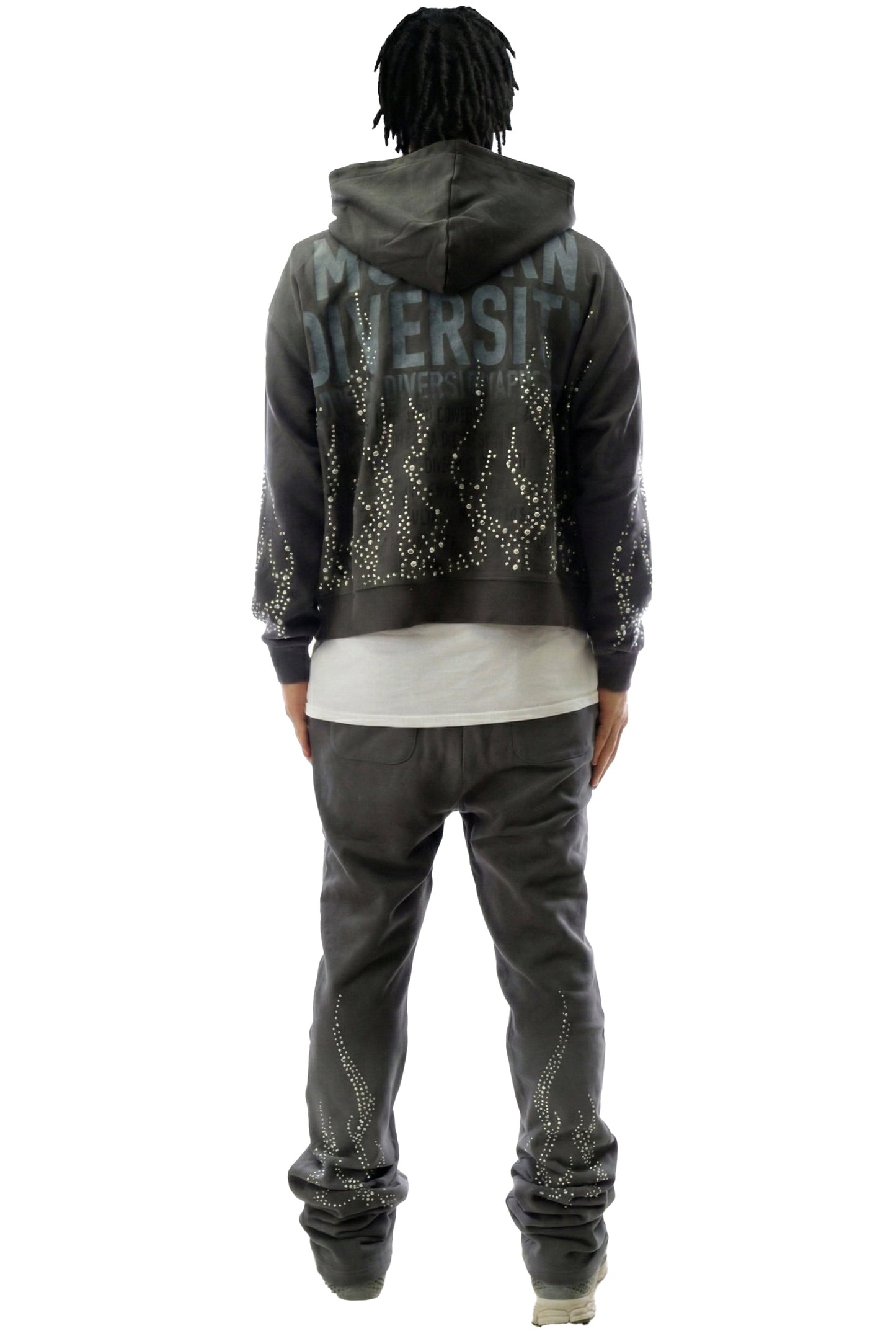 NEW ROLE Terry Long Sleeve Crop Top Full Zip Hoodie