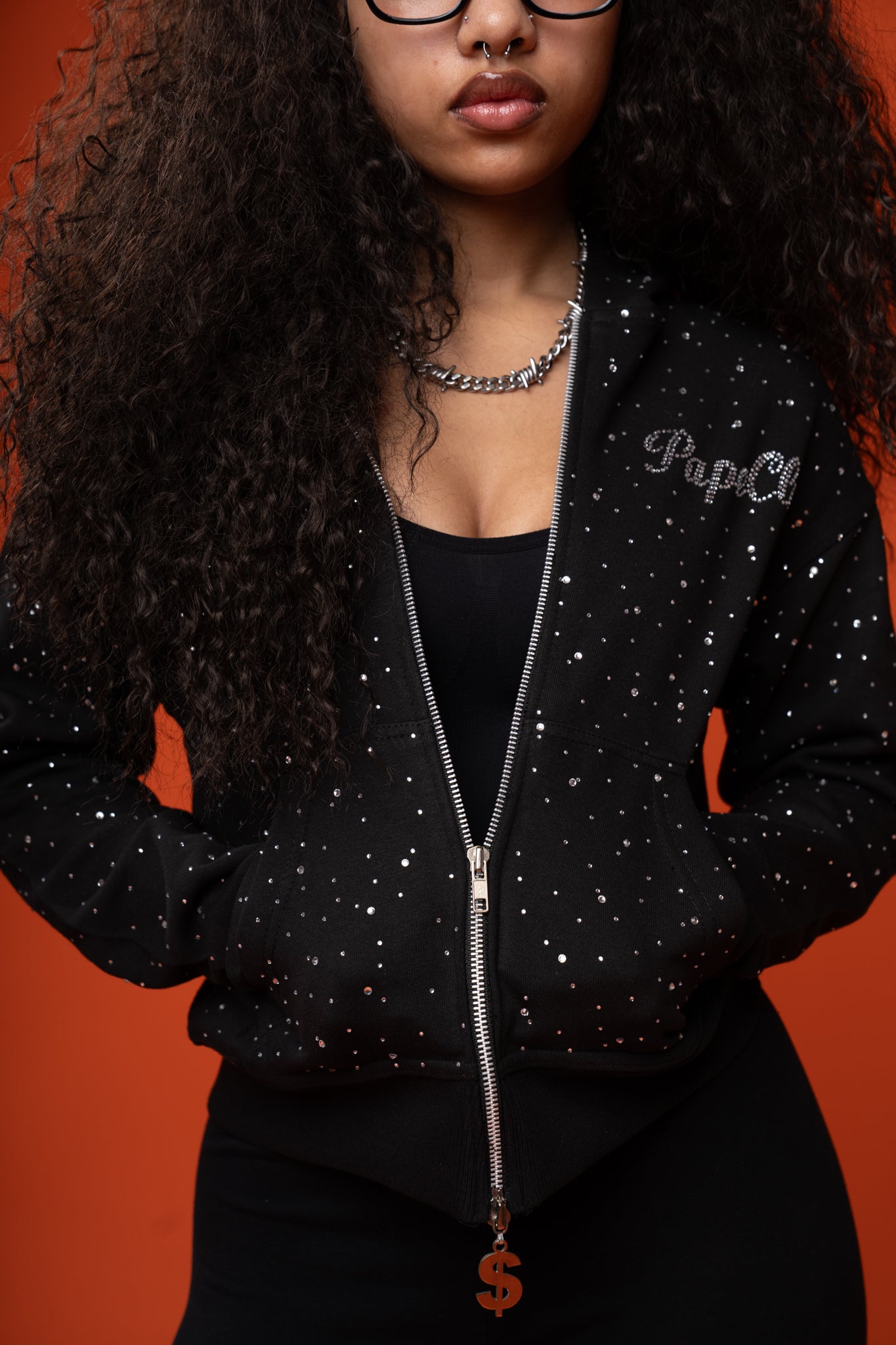 Pape Club VVS Black Studded Zip Up